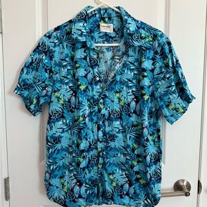 Blue Tropical Print Men's Shirt